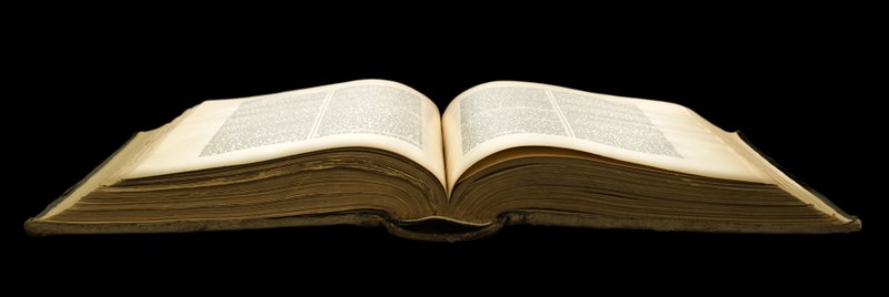 Ein aufgeschlagenes Buch liegt auf seinem Rücken.