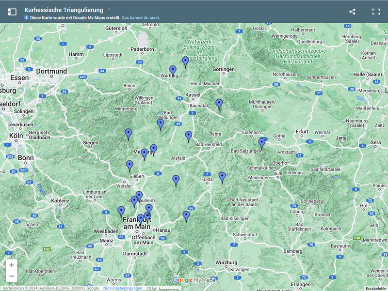 Messstationen der kurhessischen Triangulierung