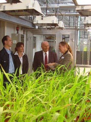 Unibundmitglieder in einem Gewächshaus