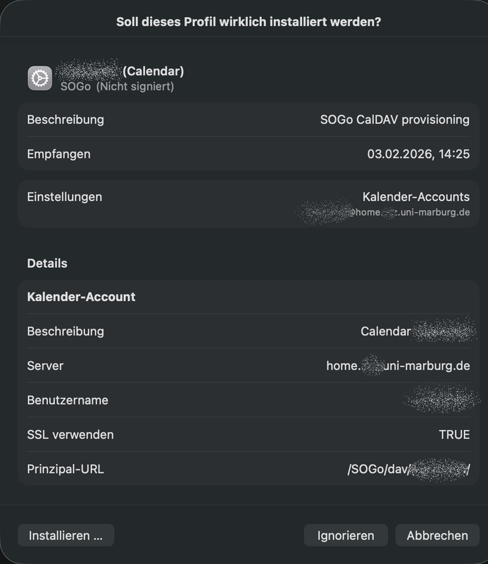 Import eines Webmail Profils auf einem Apple Gerät