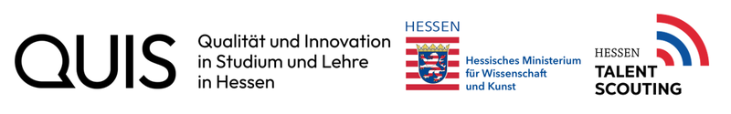 Logos des Hessischen Ministeriums für Wissenschaft und Kunst, "QuiS" sowie Talentscouting Hessen