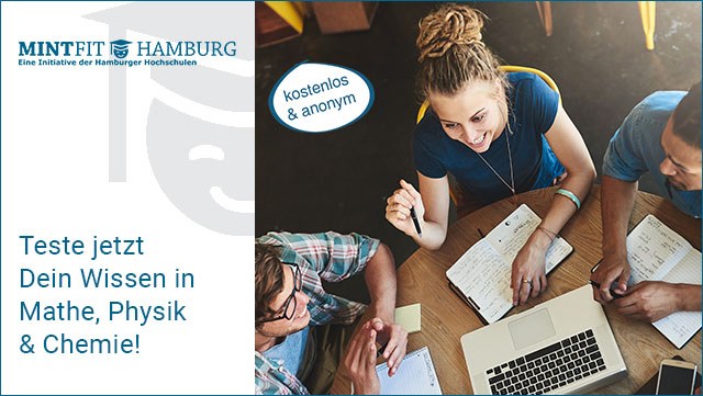 In einer Von-oben-Ansicht lernen drei Studierende gemeinsam lachend an einem Laptop.