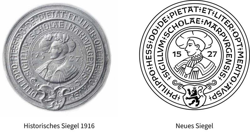 Links das historische Siegel von 1916; rechts das neue Siegel