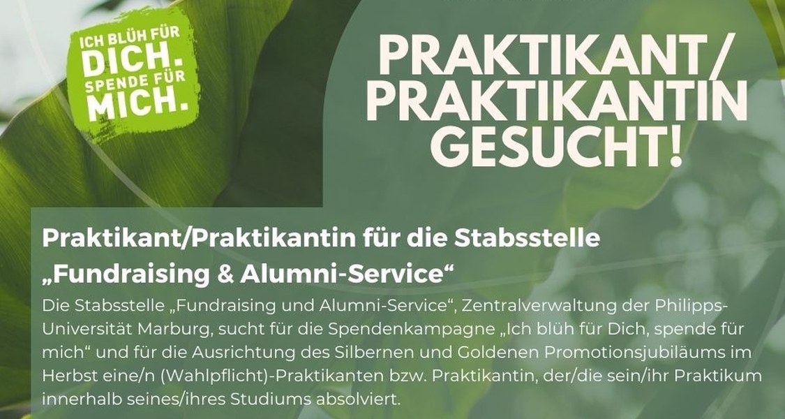 Die Stabsstelle Fundraising & Alumni-Service sucht eine/n Praktikant/in.