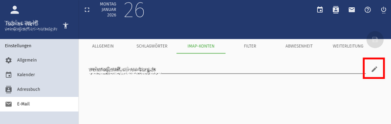 Webmail IMAP-Account settings